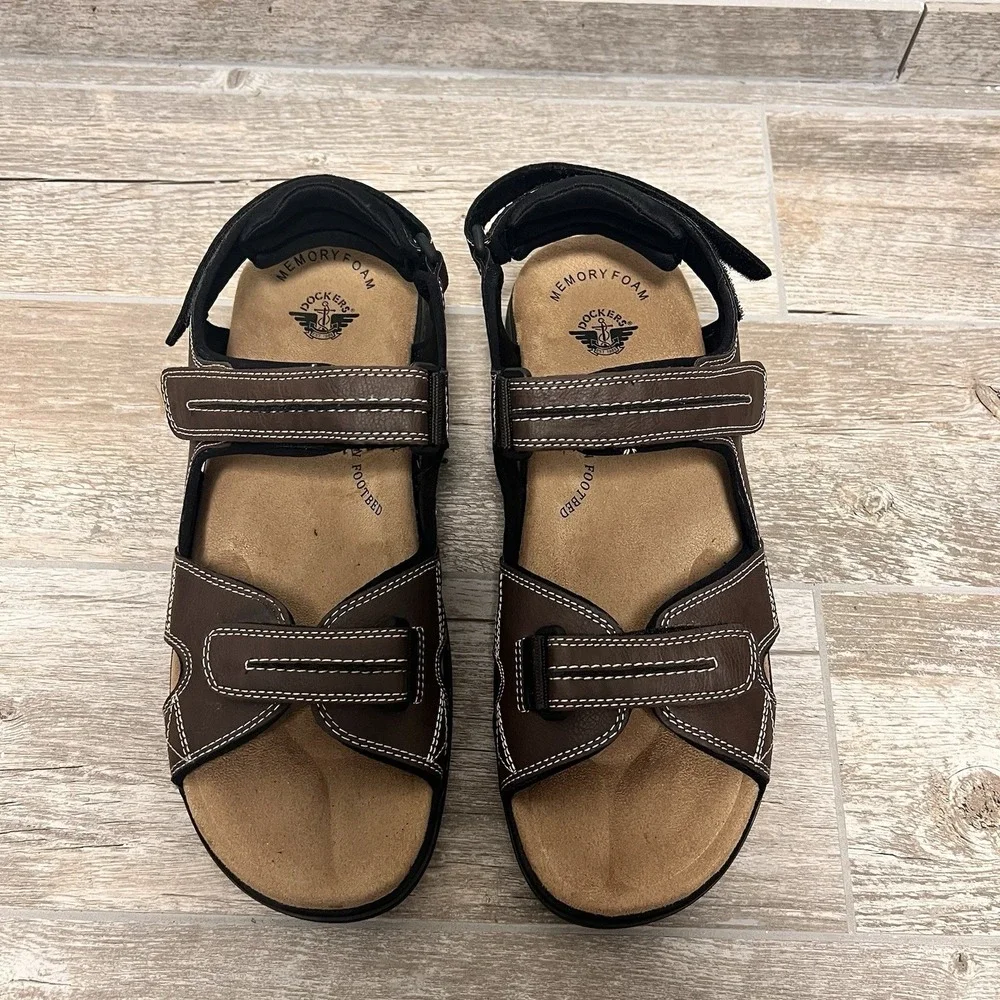 NEW Dockers Sandals Newpage Shoe Men's Size‎ 13M Brown Memory Foam Comfort Flats